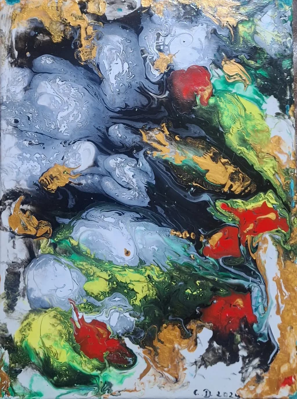 "Whispers of Color: A Dance of Gold and Emotion"
