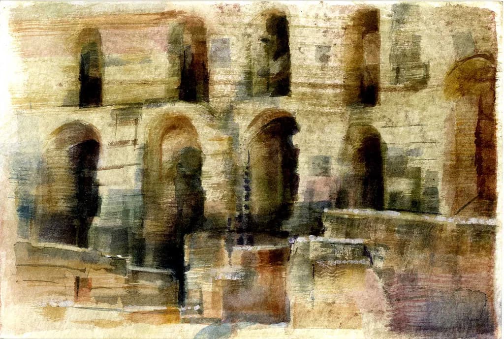 Whispers of Time: A Watercolor Journey Through Architectural Ruins