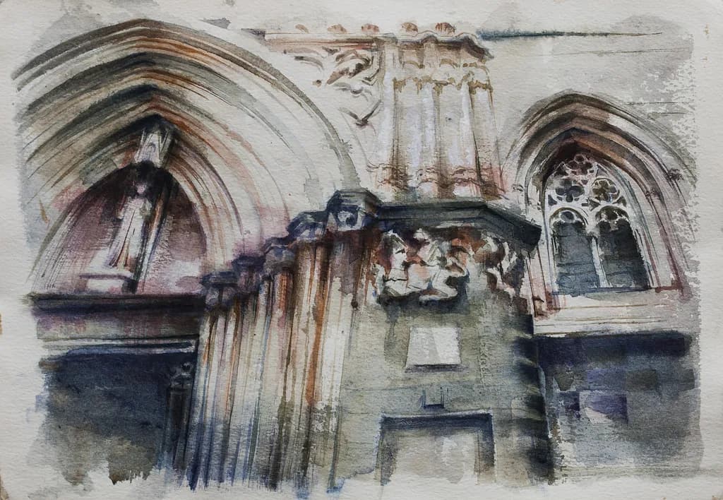 Whispers of Time: A Watercolor Journey Through Gothic Architecture