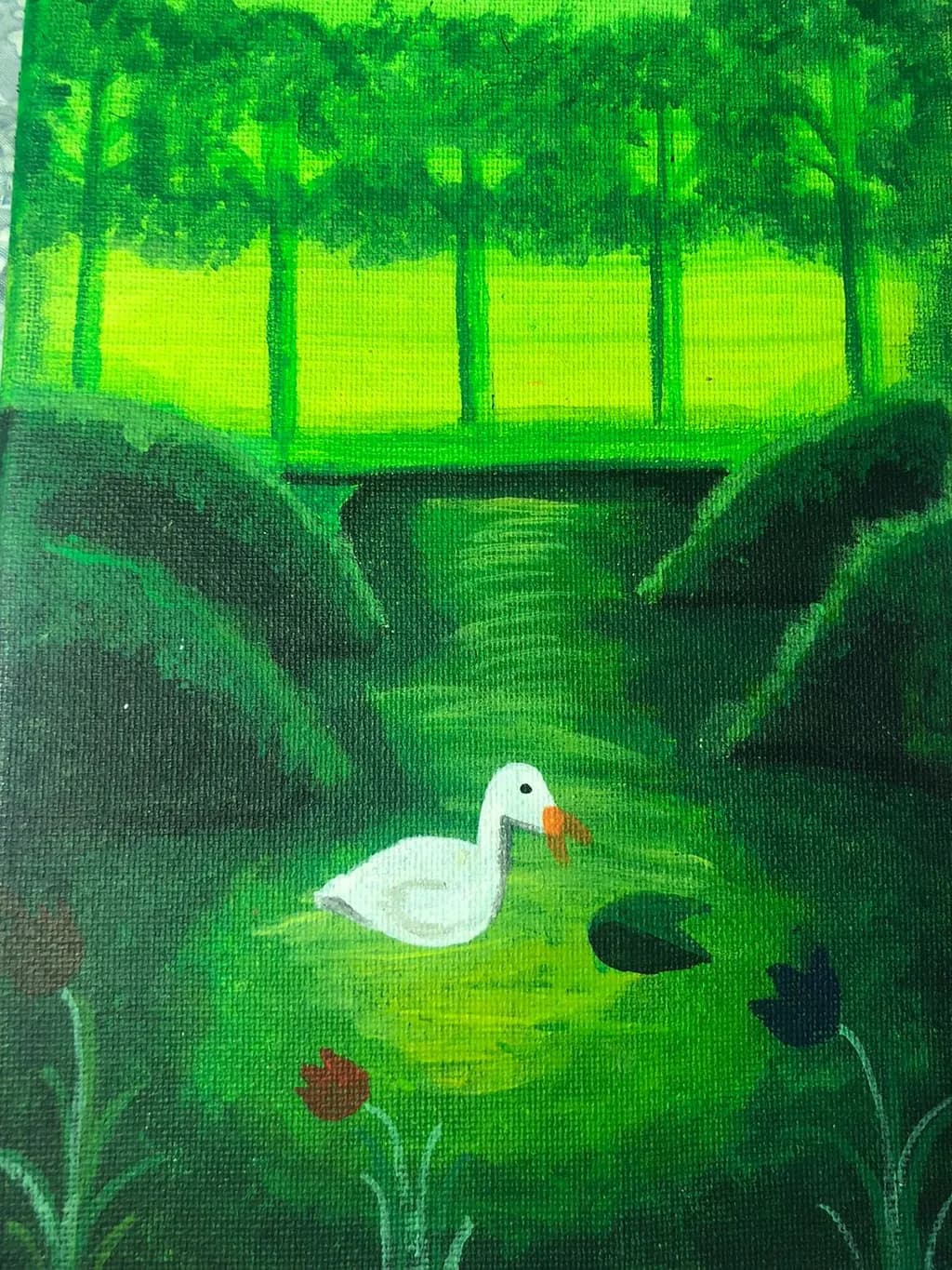 Whispers of Serenity: A Tranquil Duck Pond in Lush Greenery