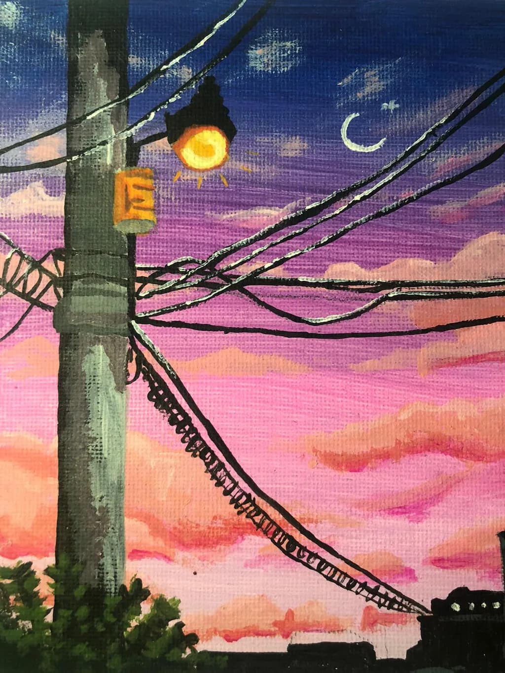 Twilight Whispers: A Serene Urban Evening with Streetlight and Sky