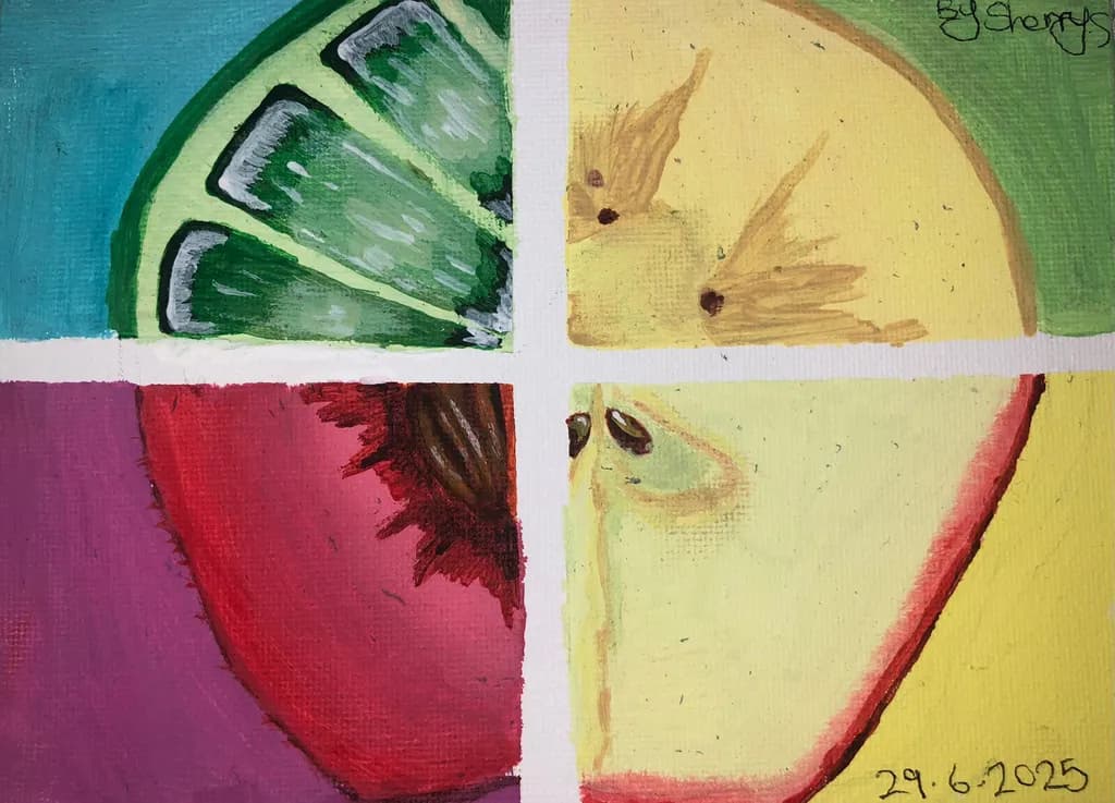 Vibrant Fruit Mosaic: A Colorful Exploration of Nature's Palette