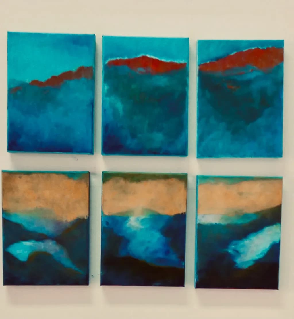 Whispers of the Ocean: An Abstract Landscape in Blue and Texture