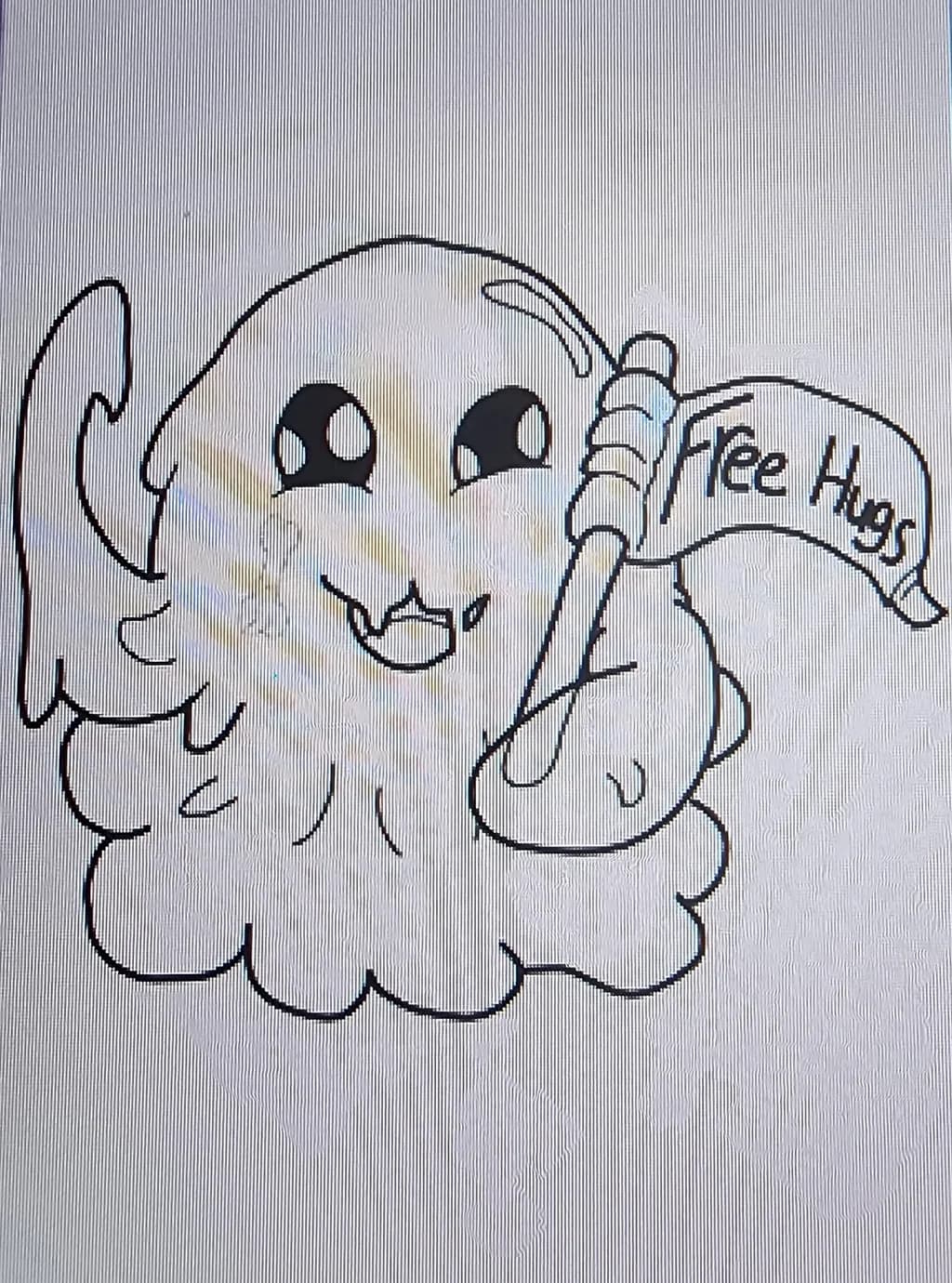 Playful Ghost Offering Free Hugs: A Cute Cartoon Delight