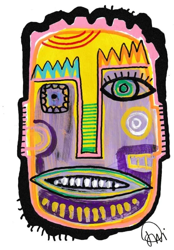 Vibrant Expressions: A Playful Abstract Face in Colorful Harmony