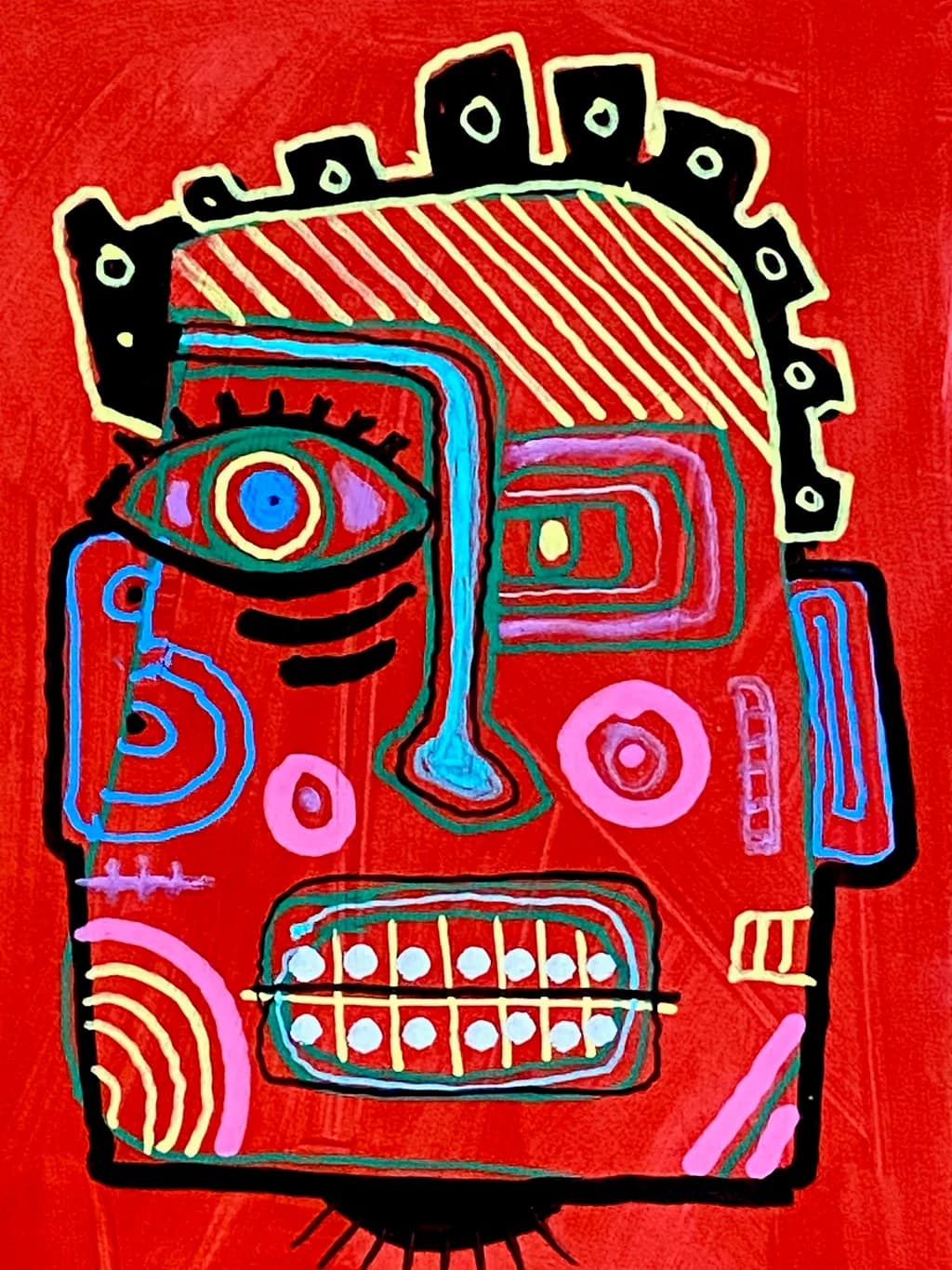 Vibrant Visage: A Bold Exploration of Color and Emotion in Abstract Portraiture
