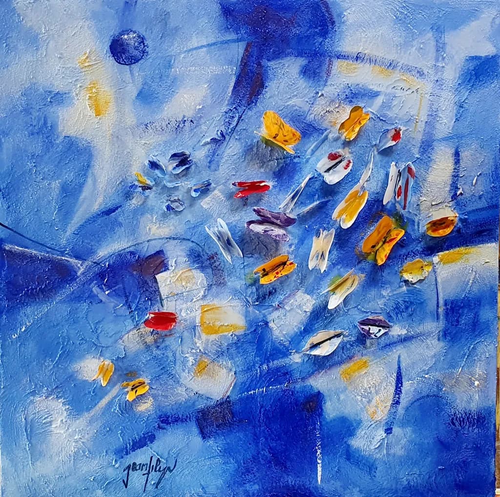 Whispers of Blue: A Dance of Color and Light in Abstract Expressionism