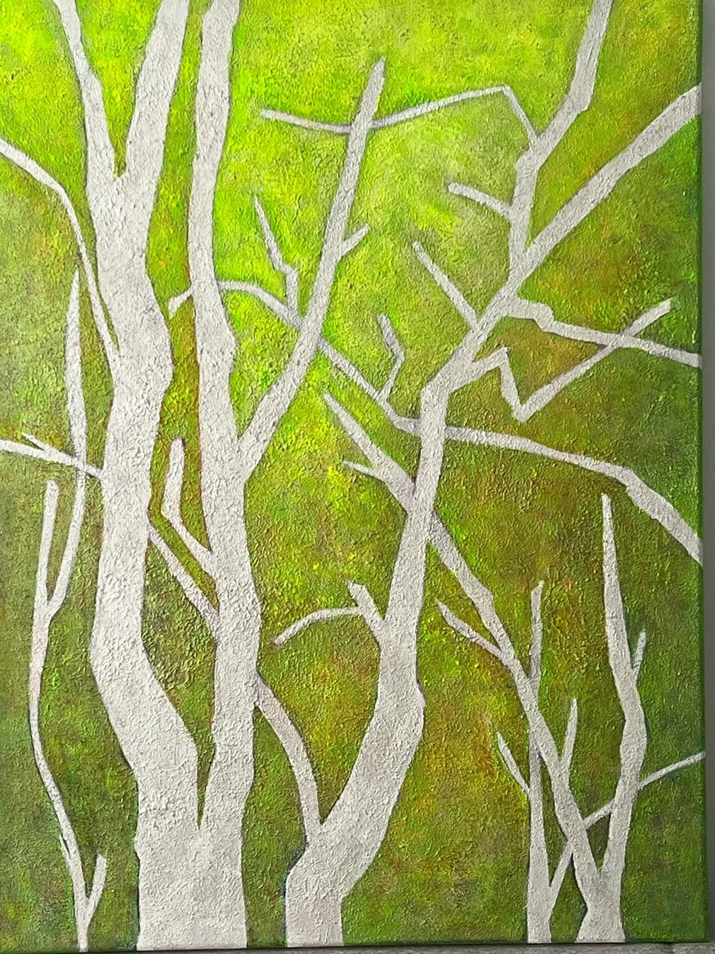 Whispers of Nature: A Serene Dance of White Branches Against Lush Greenery