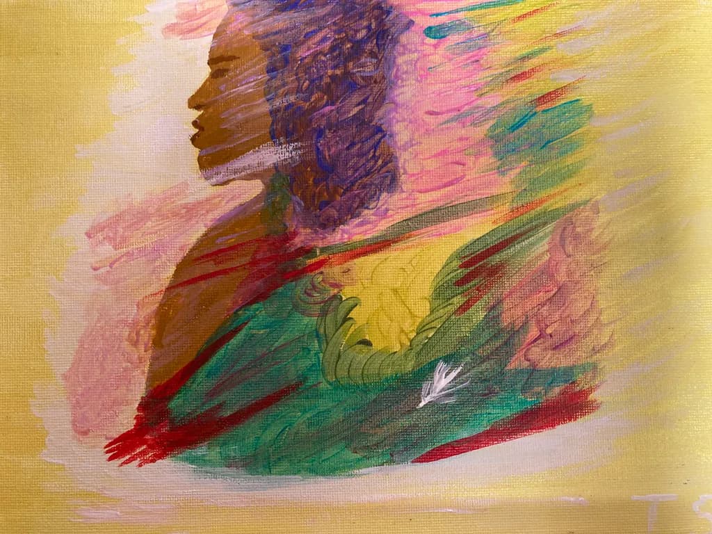 Vibrant Echoes: An Abstract Portrait of Expression and Color