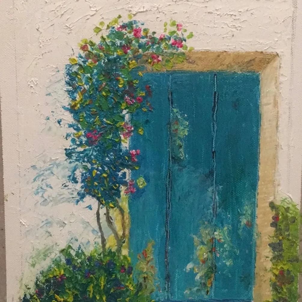 Whispers of Blue: A Floral Doorway to Serenity