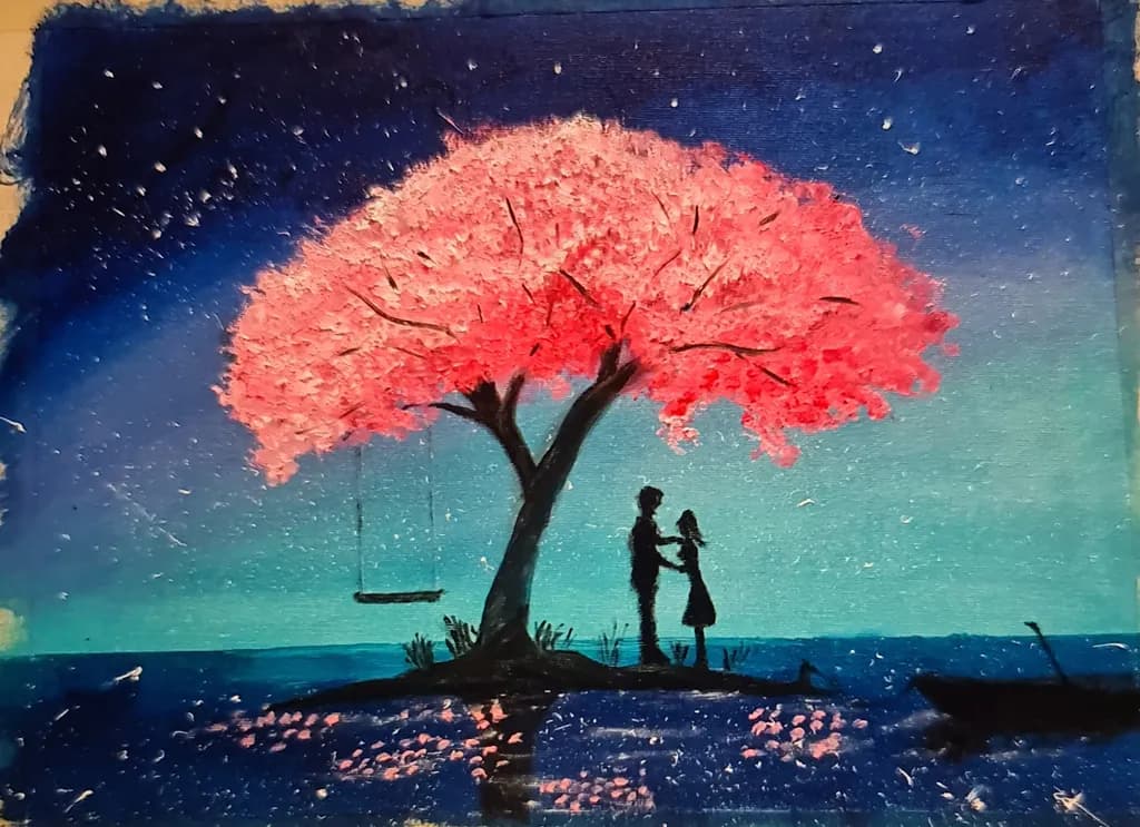 Whispers of Romance Under the Blossoming Night Tree