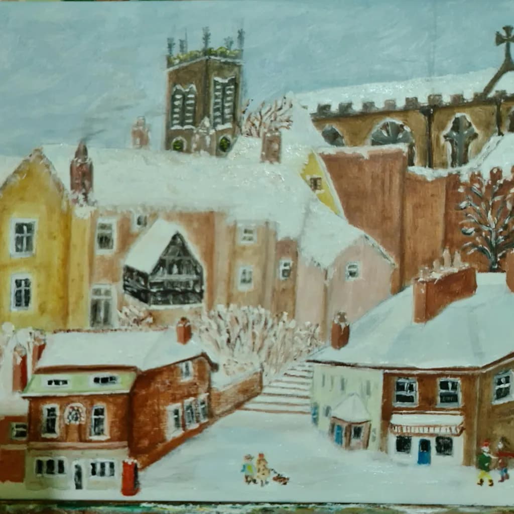 Winter's Embrace: A Serene Village Landscape Blanketed in Snow