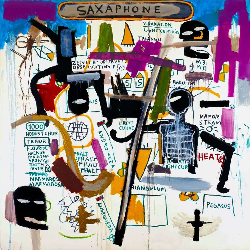Saxophone Symphony: A Chaotic Dance of Color and Form