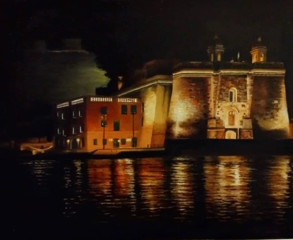 Harbor Fortress at Night