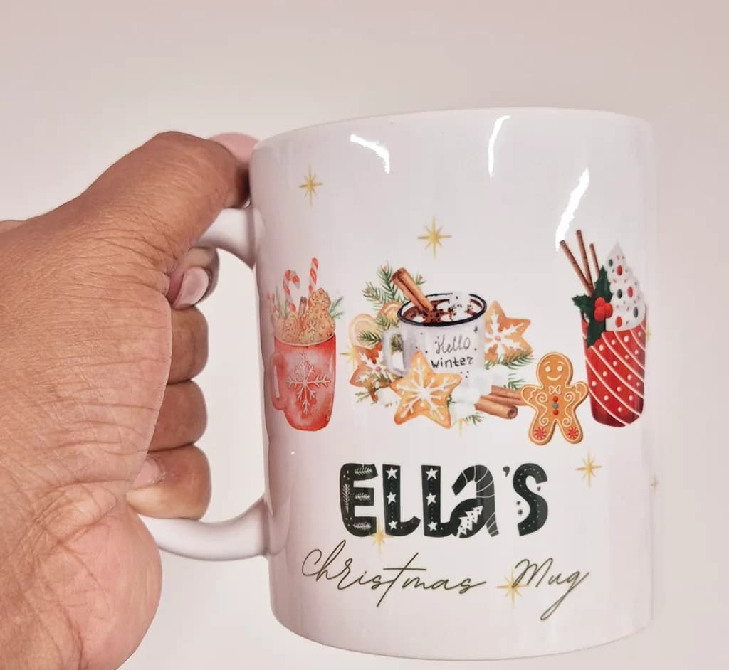 Festive Delights: Ella's Personalized Christmas Mug for Holiday Beverages