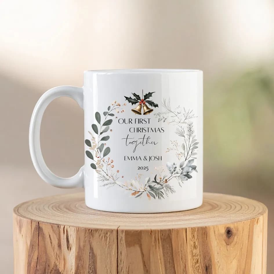 Our First Christmas Together: A Personalized Holiday Mug for Emma & Josh 2025