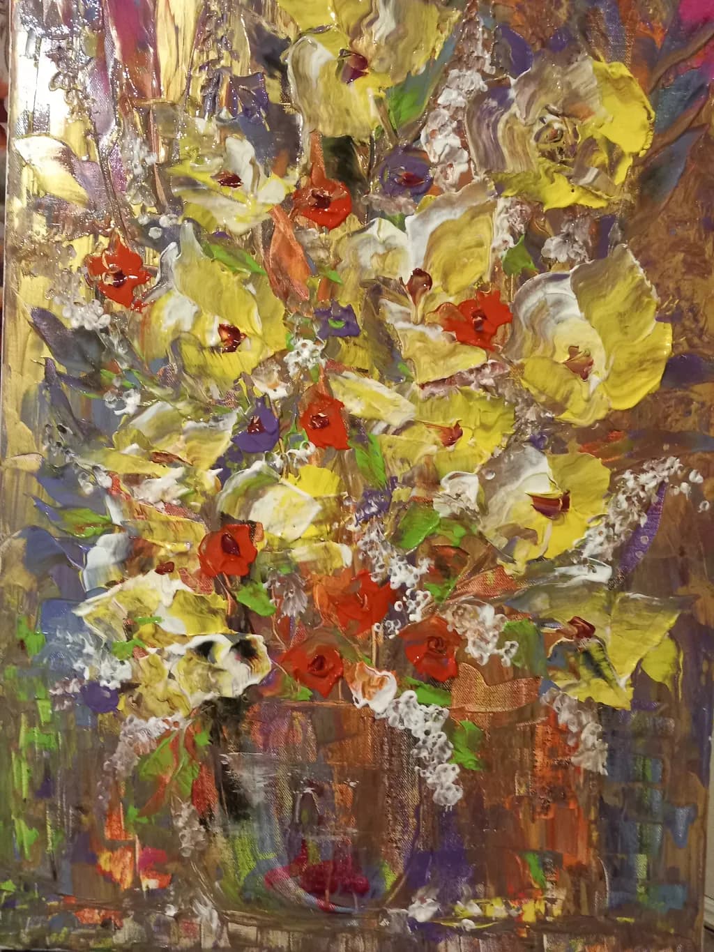 Vibrant Floral Symphony: A Textured Celebration of Color and Life