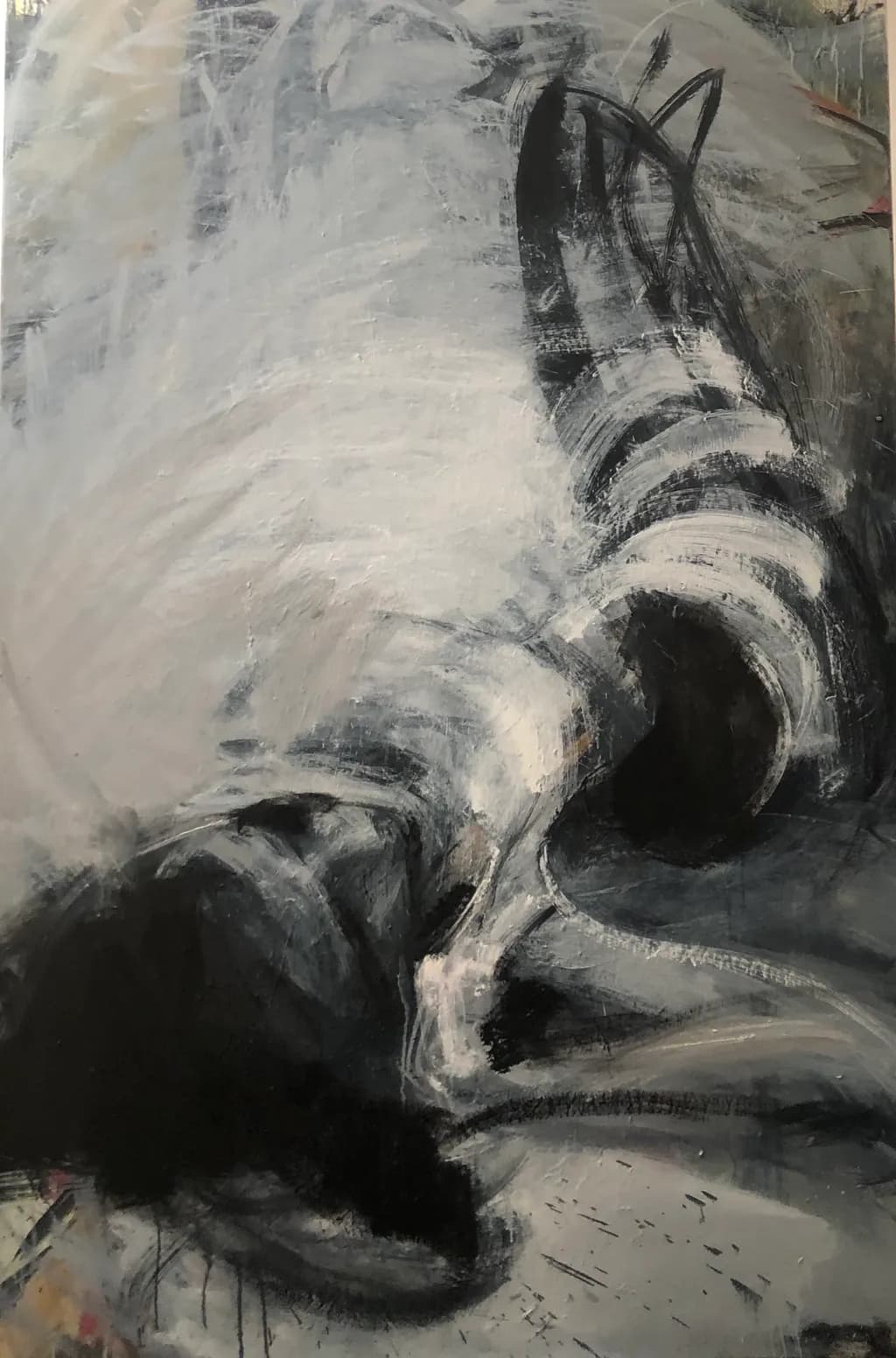 Whispers of Monochrome: An Abstract Exploration of Fluidity and Contrast