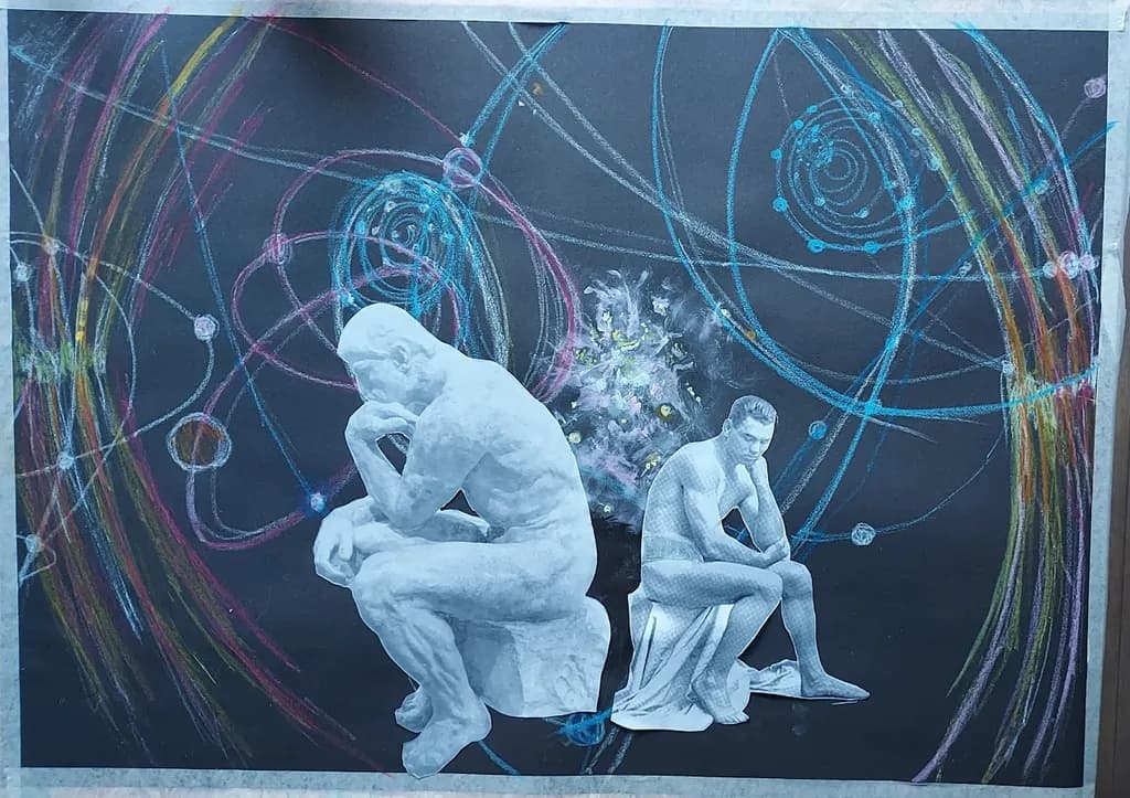 Cosmic Contemplation: An Abstract Journey Through Thought and Contrast