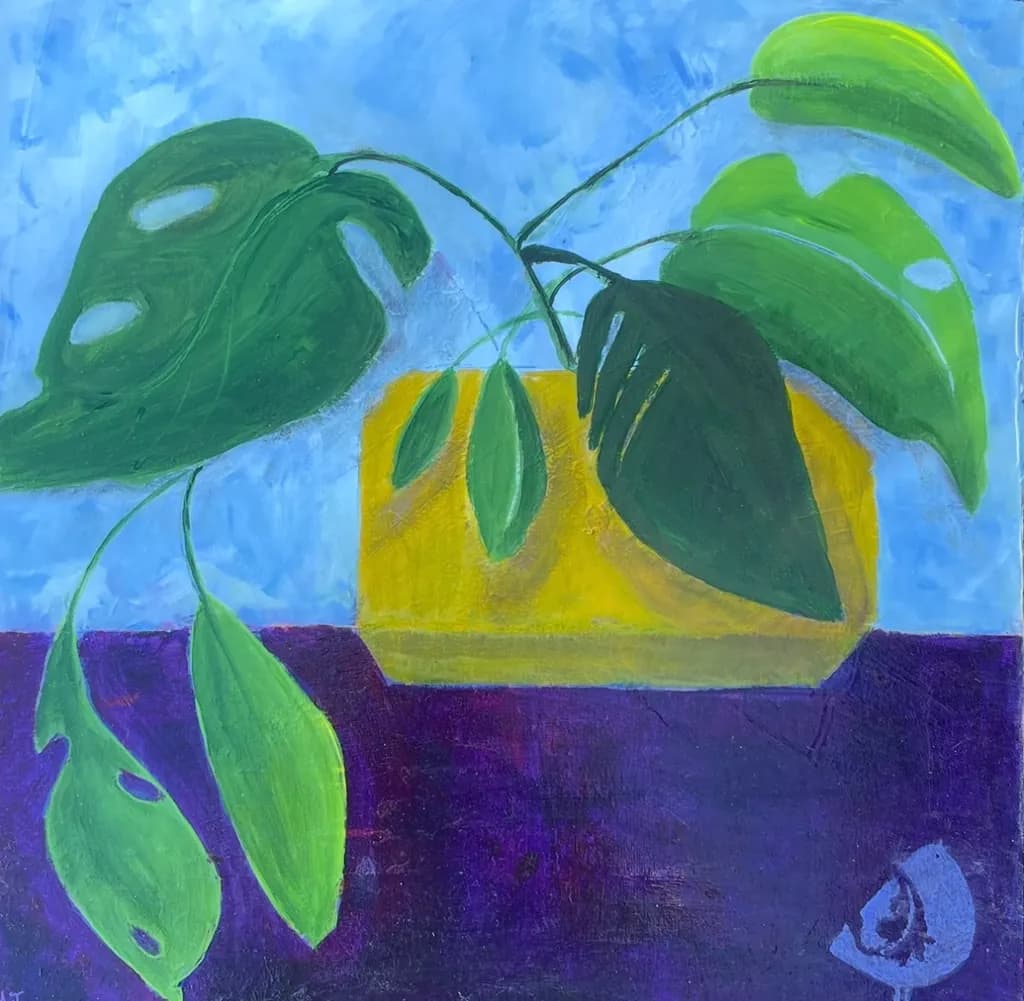 Vibrant Green Serenity: An Abstract Plant Composition in Bright Hues