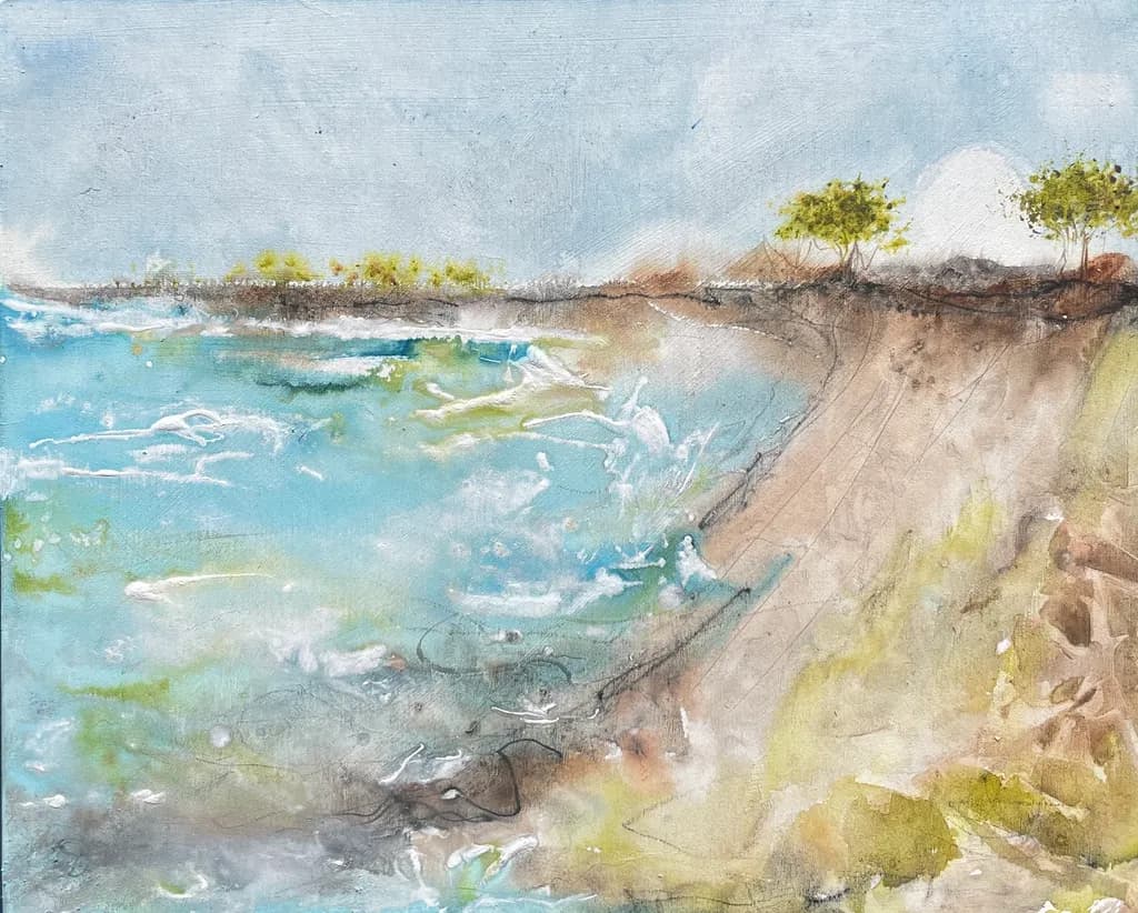 Serene Coastal Reflections: An Abstract Journey Through Nature's Palette
