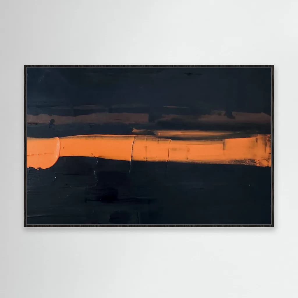 Ethereal Contrast: A Dance of Orange and Black in Abstract Expressionism