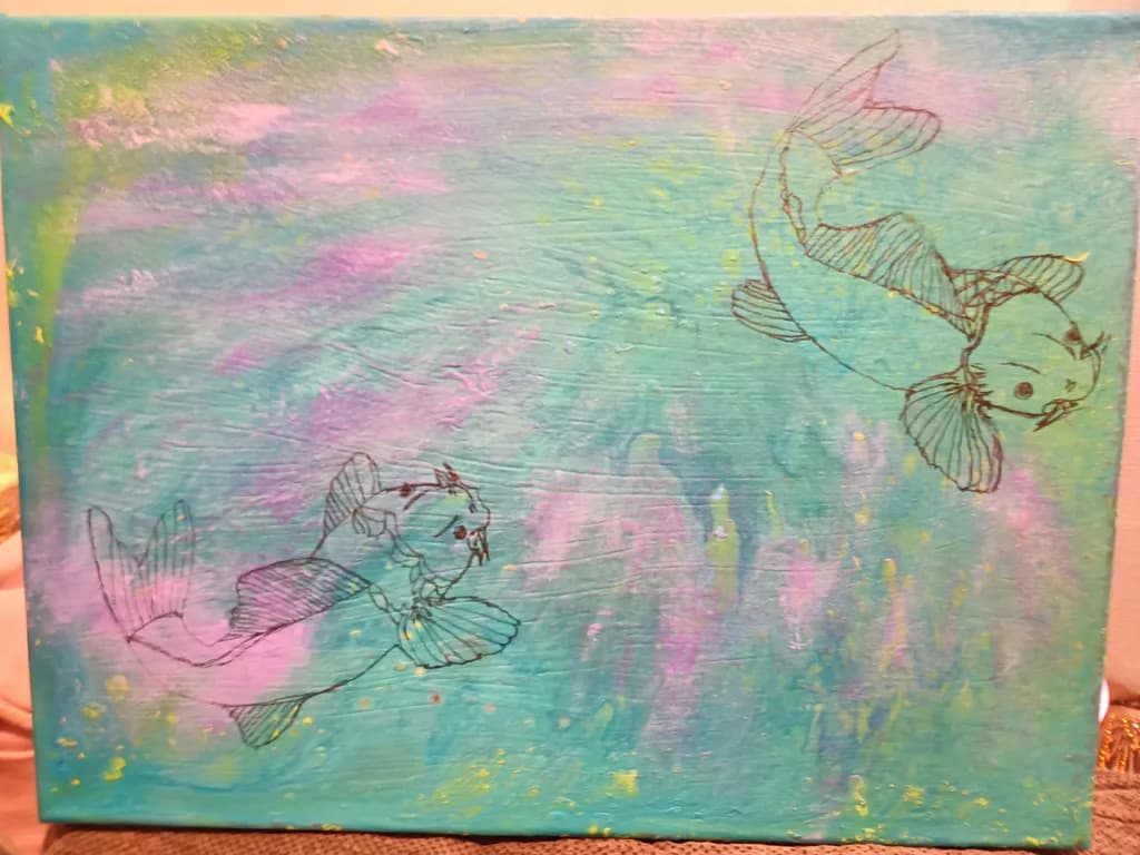 Whimsical Koi Dance in Aquatic Hues