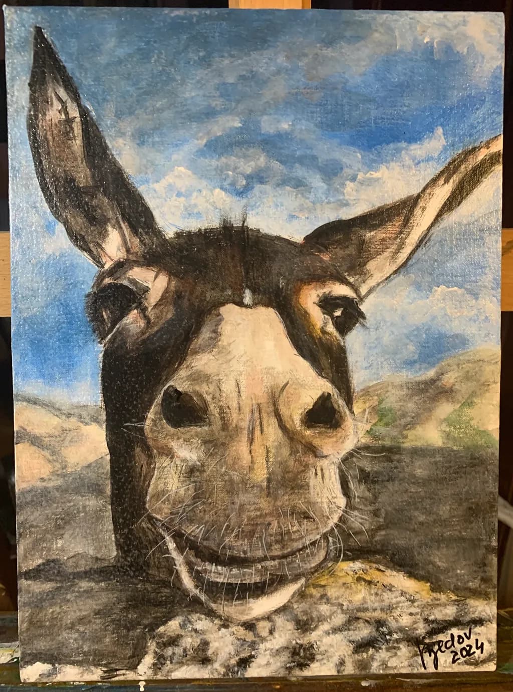 Whimsical Donkey Portrait: A Playful Encounter with Nature's Charm