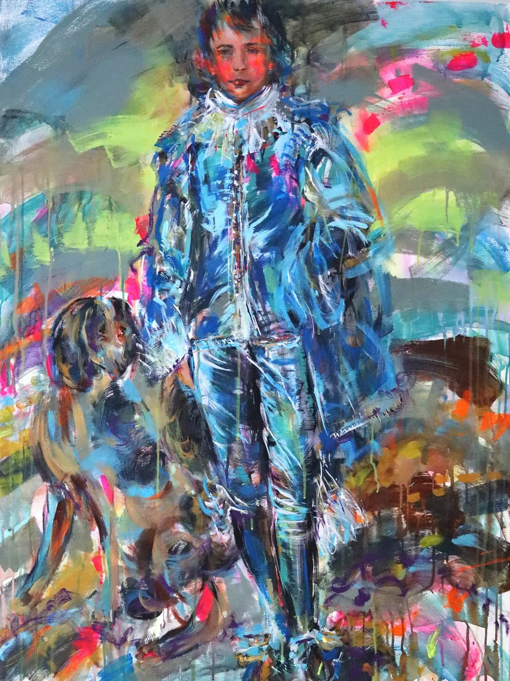Vibrant Canine Companion: An Abstract Portrait of Expression and Color