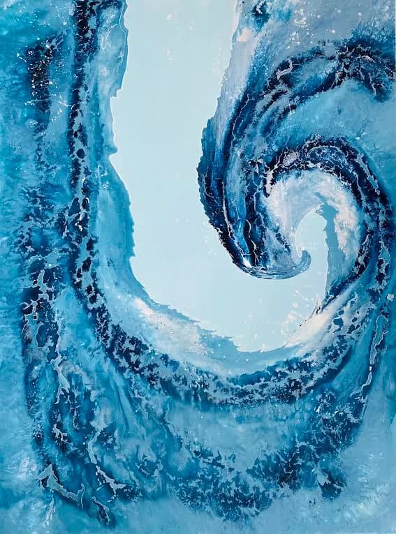 Whirlwind of Tranquility: A Serene Oceanic Dance in Blue Hues
