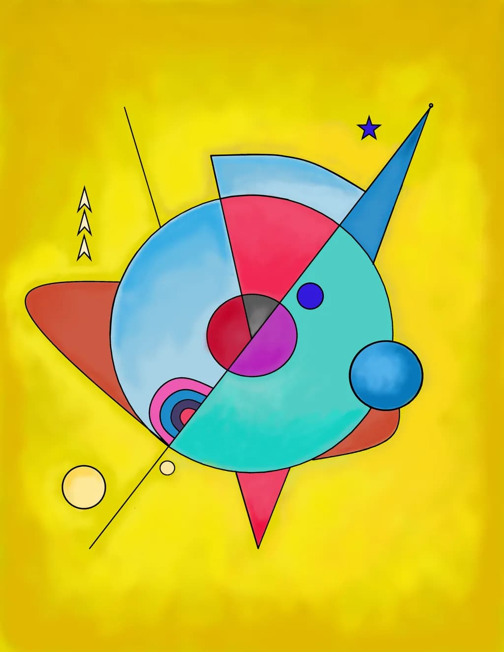 Vibrant Geometric Harmony: An Abstract Exploration of Color and Form