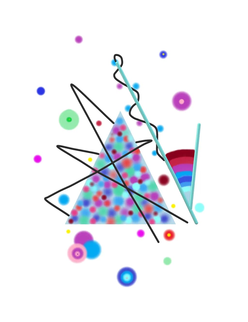Vibrant Whimsy: A Playful Dance of Geometric Colors and Abstract Forms