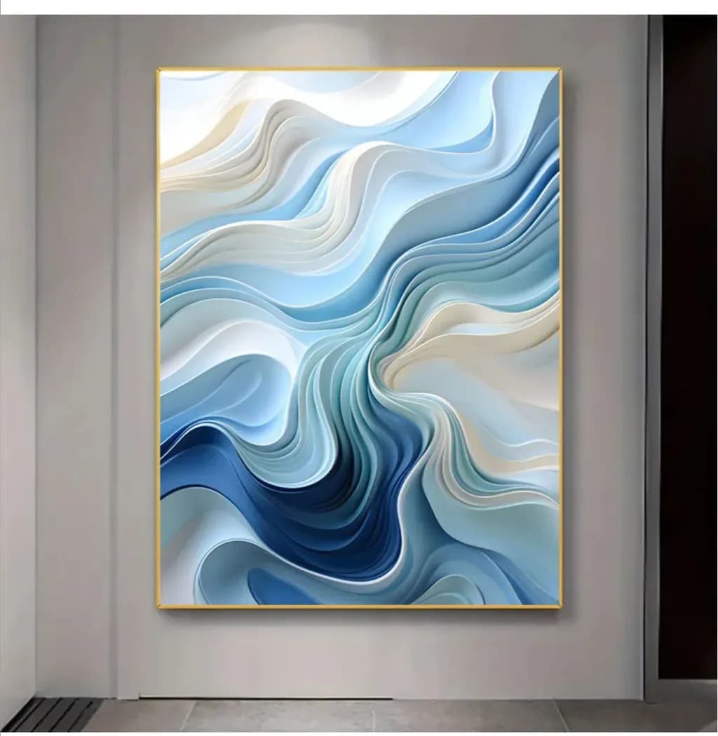Serenity in Waves: A Fluid Dance of Blue and Cream Tones