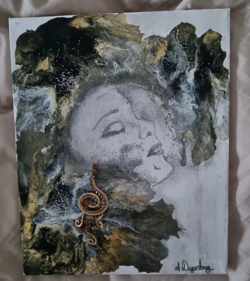 Whispers of Emotion: An Abstract Portrait in Textured Contrast