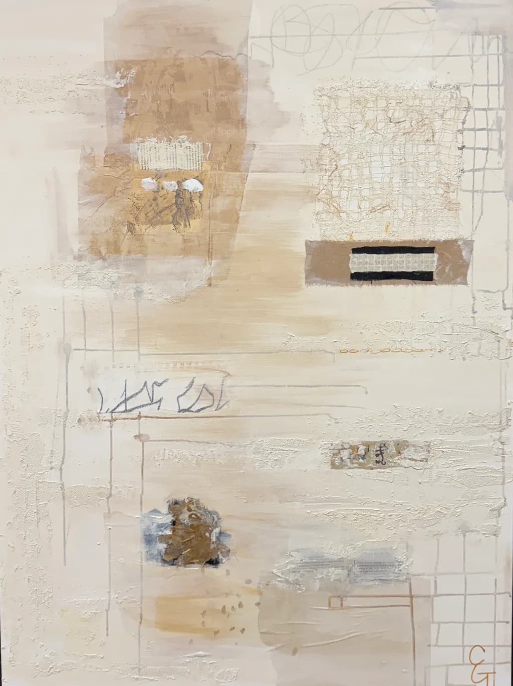Whispers of Neutrality: An Abstract Exploration of Textured Geometric Layers