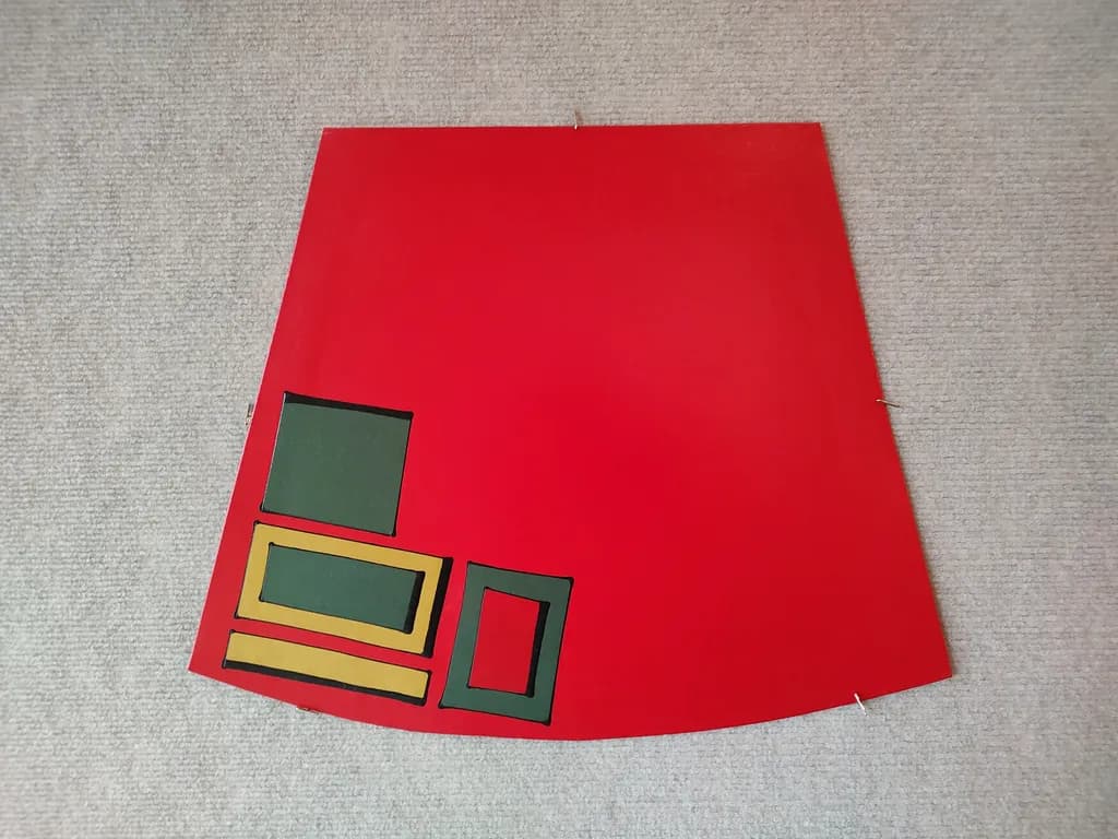 Red Panel with Rectangles