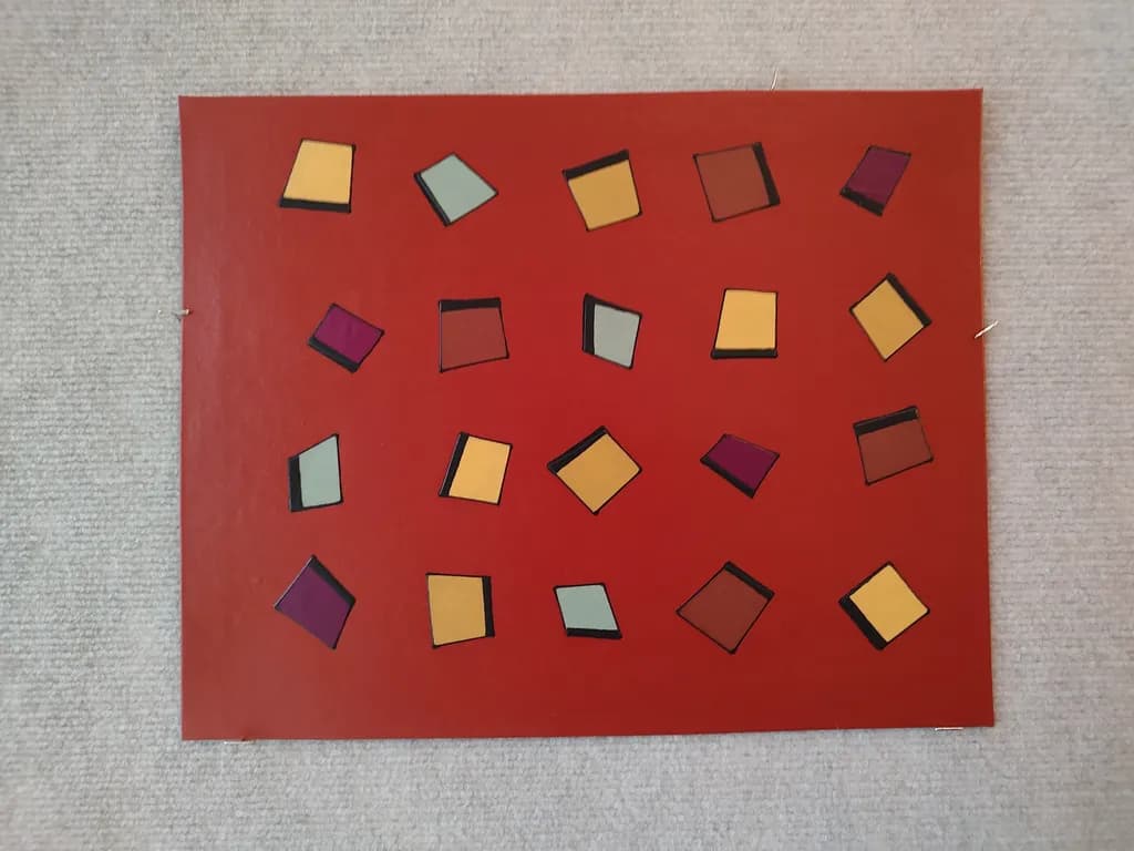 Floating Squares on Red