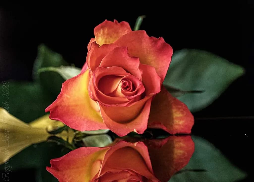 Radiant Reflections: A Captivating Rose in Bloom
