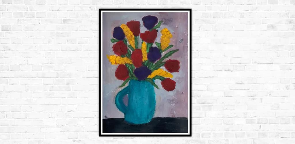 Bold Blooms in Blue Vase