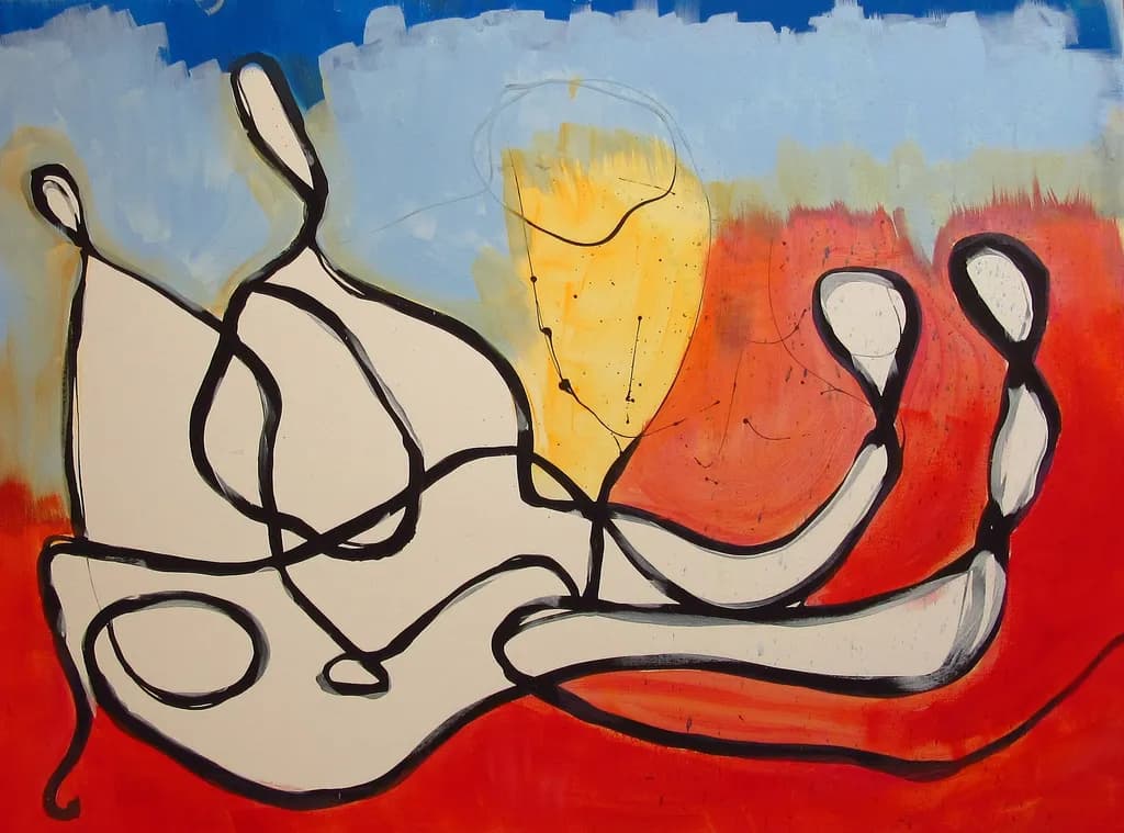 Whispers of Connection: An Abstract Journey Through Color and Form