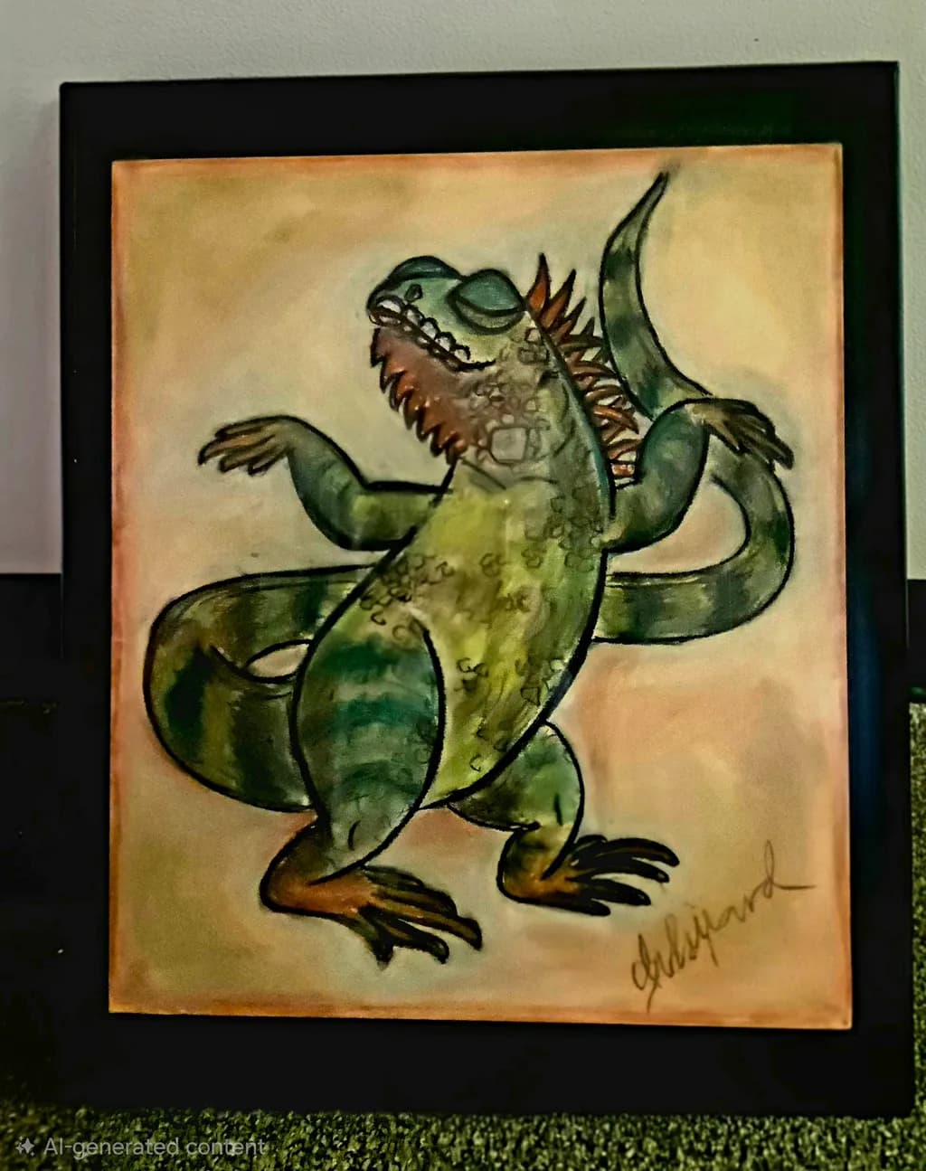 Dancing Iguana: A Handpainted Celebration of Nature's Vibrancy by Deborah Willard at Willy Nilly Studio