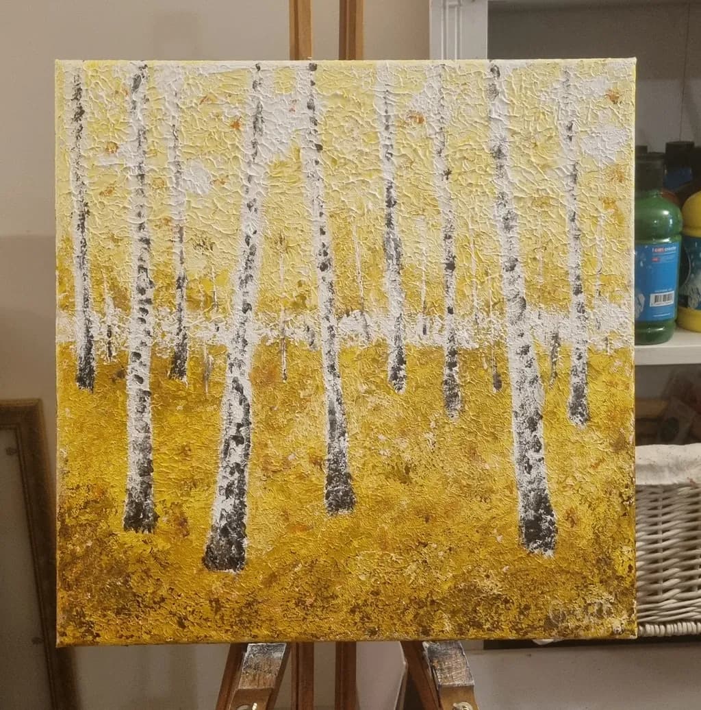 Golden Whisper: A Textured Autumn Forest Landscape