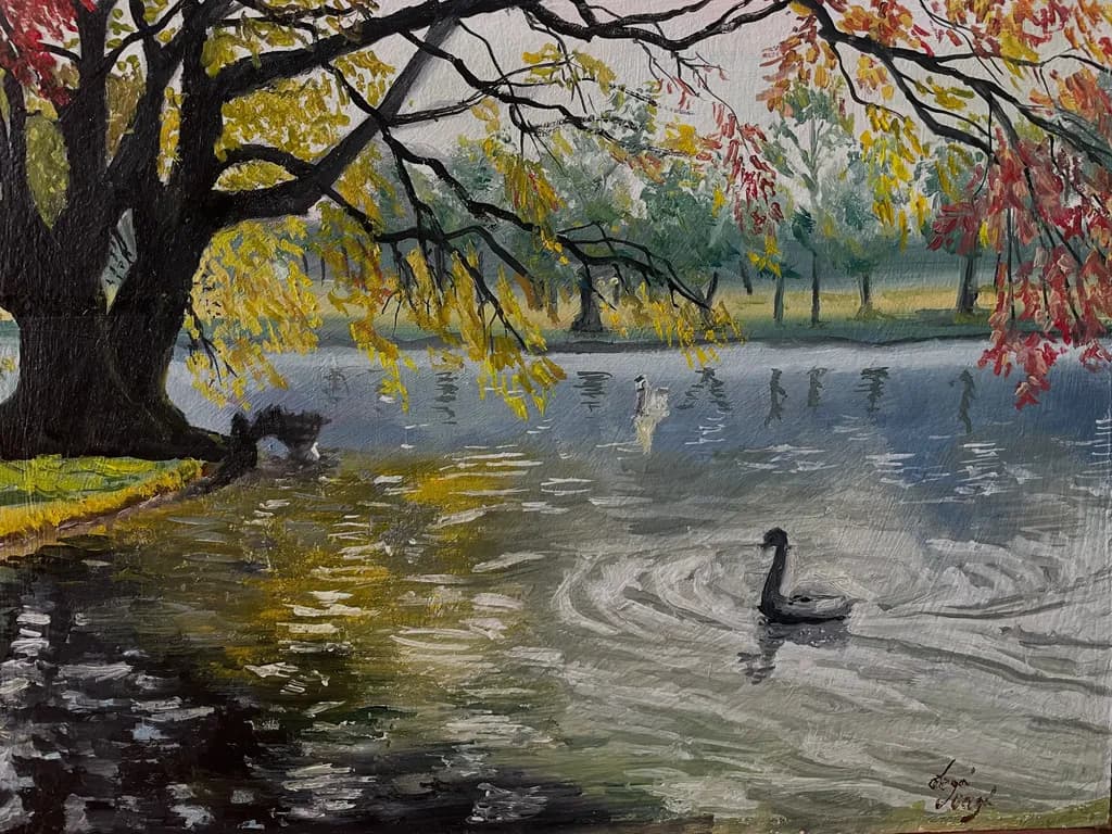 Whispers of Autumn: A Serene Lakeside Reflection
