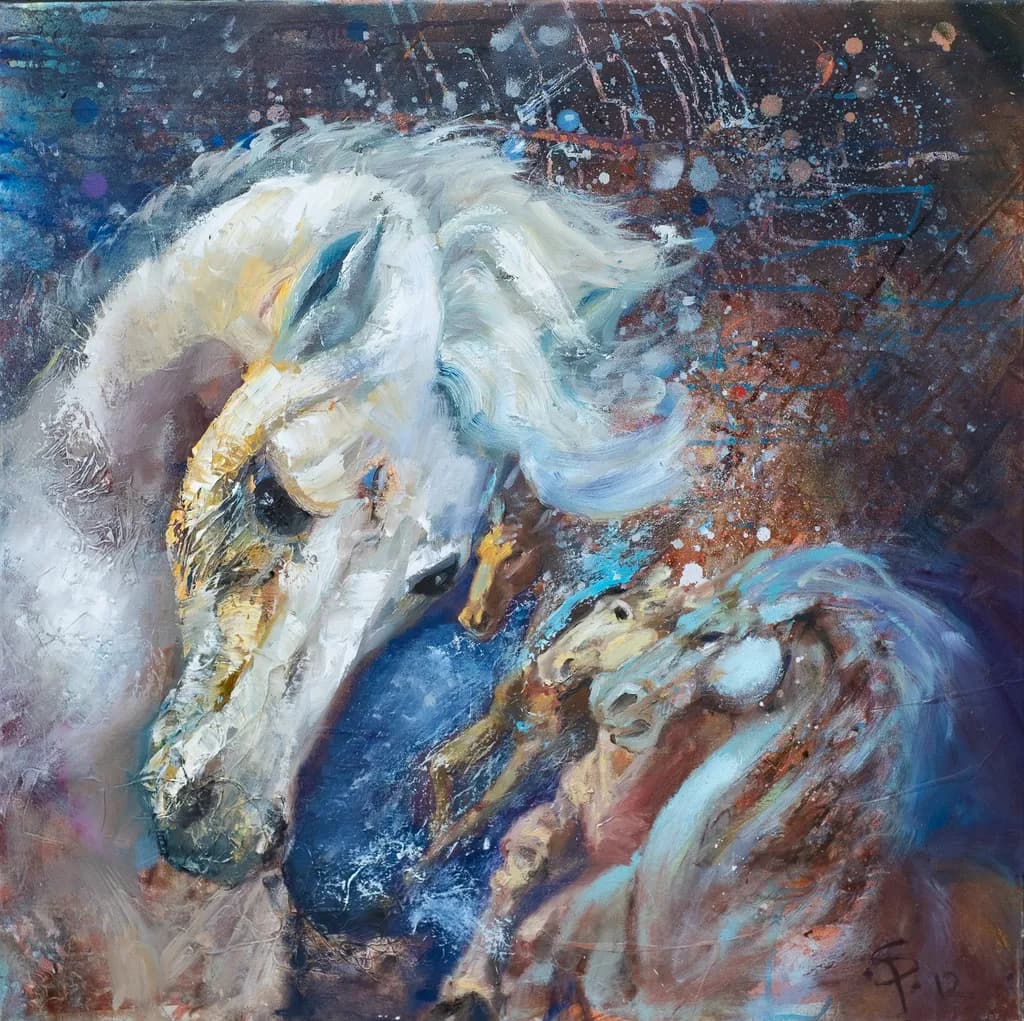Majestic Whispers: A Dance of Equine Spirits in Colorful Harmony