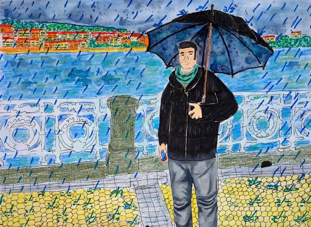 Rainy Waterfront Stroll