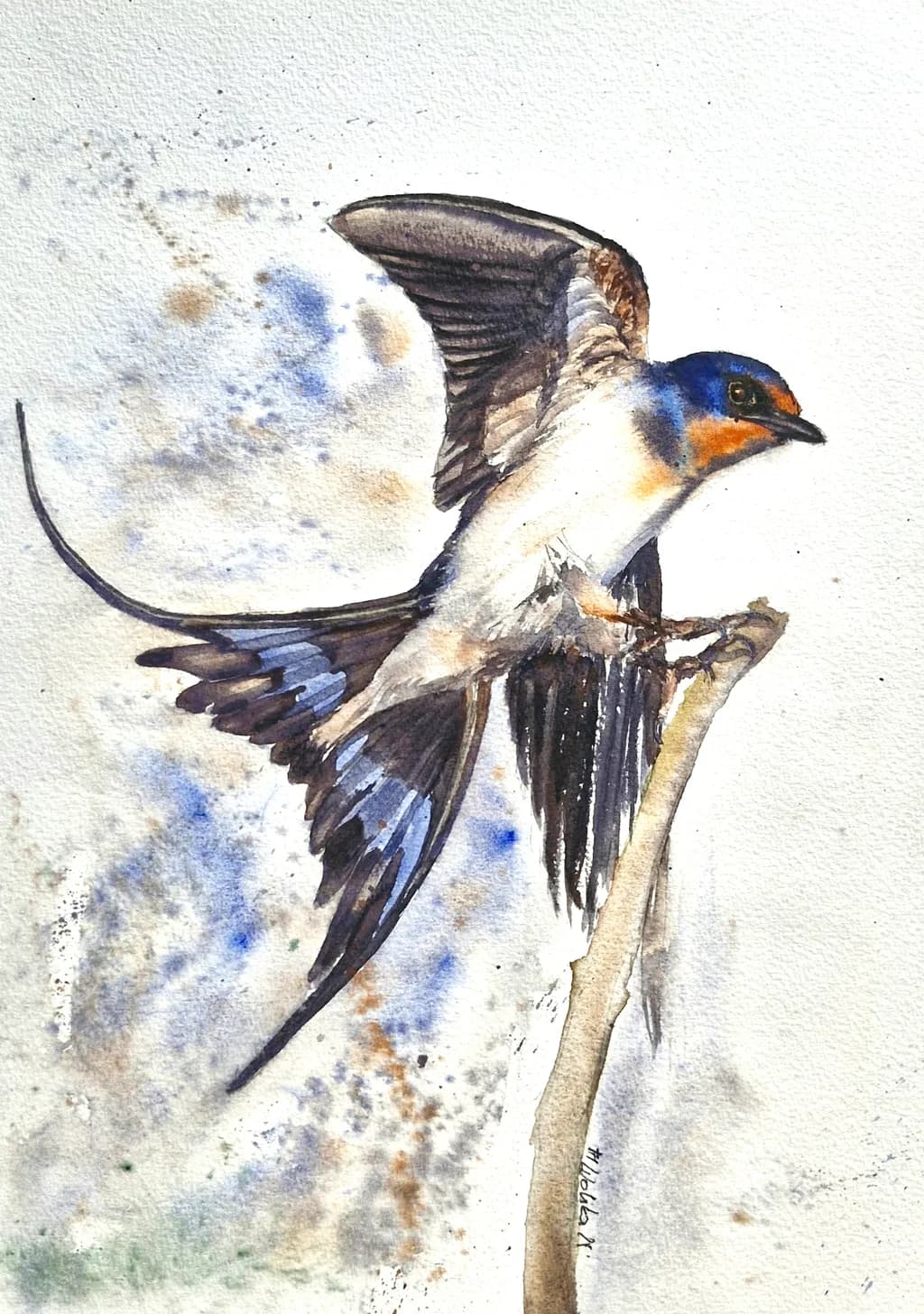 Whispers of Flight: A Watercolor Journey with the Swallow