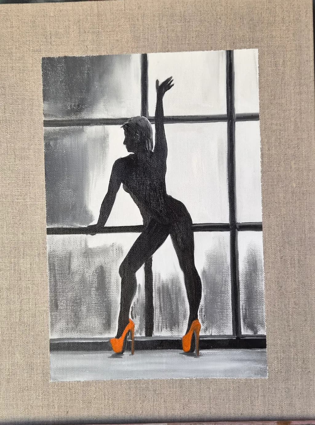 Silhouette with Orange Heels