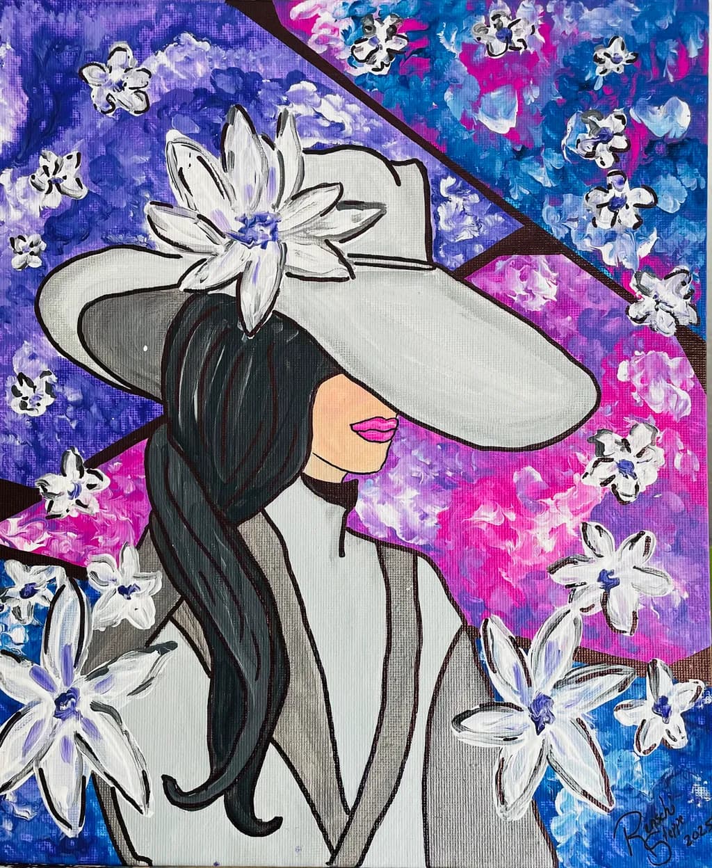 Elegant Floral Portrait: A Colorful Fashion Statement in Art