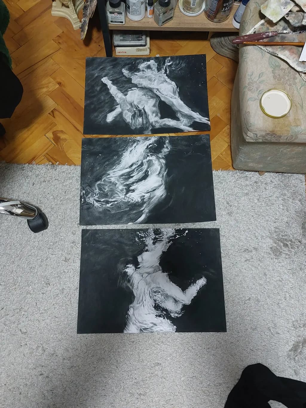 Fluid Monochrome Expressions: An Abstract Journey Through Movement and Emotion