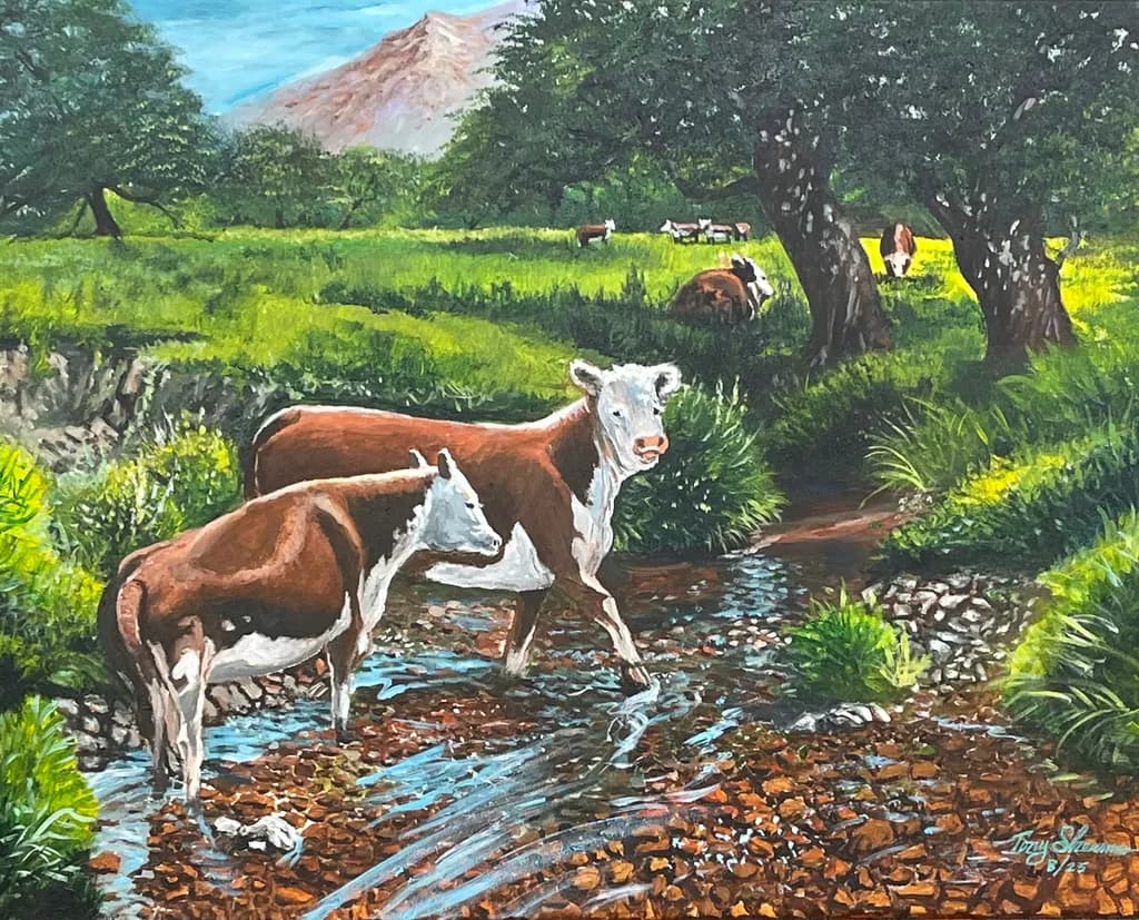 Serenity in the Meadow: Cows at the Streamside